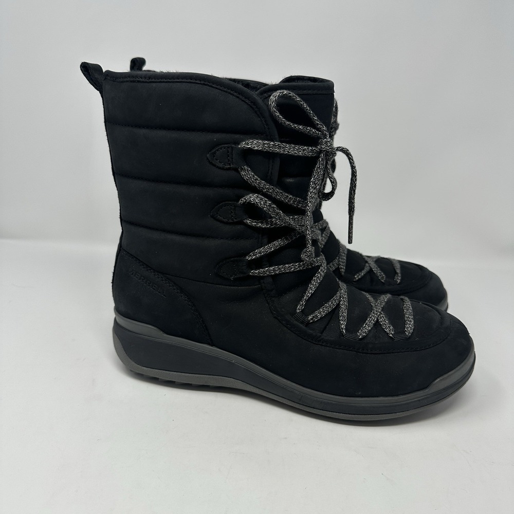 Merrell Snowcreek Cozy Polar Waterproof Snow boots Black Leather Women's 9M‎